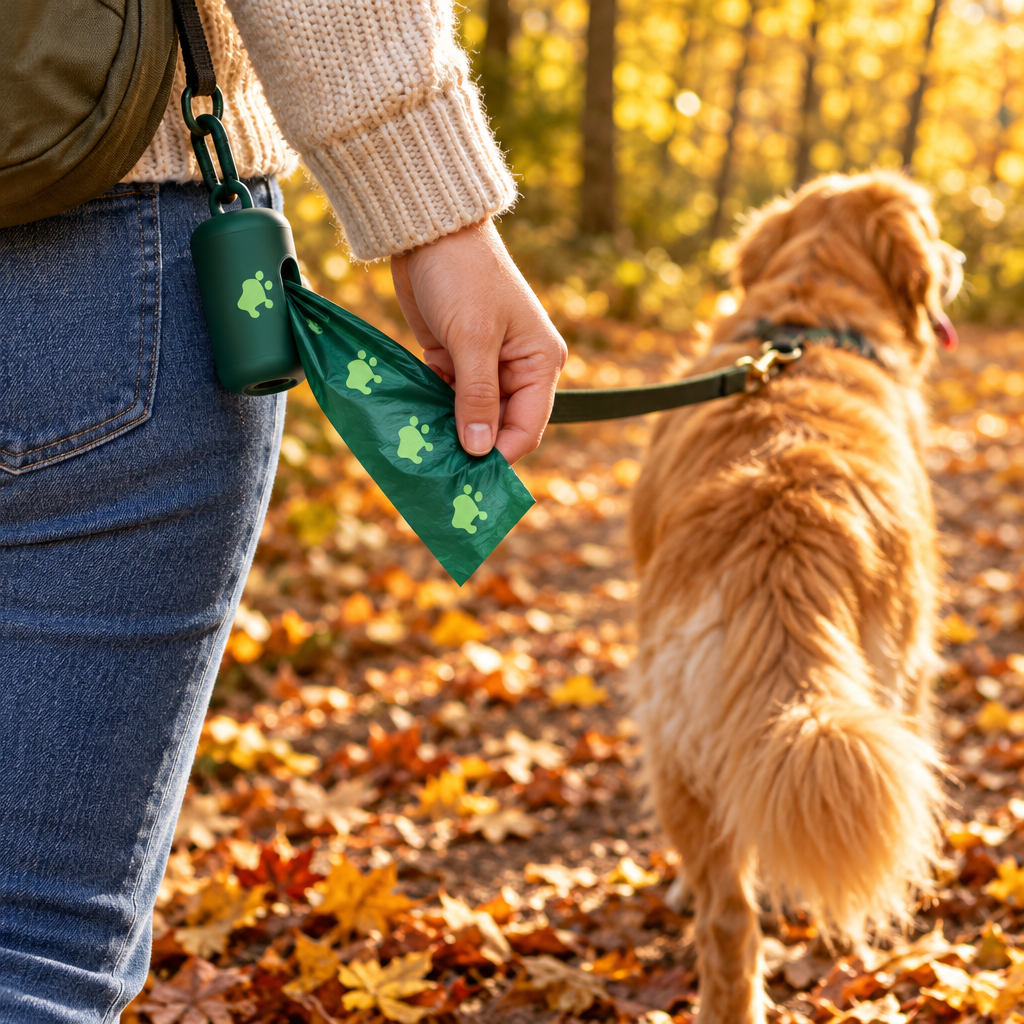 Dog Poop Bags Fall Walk
