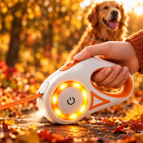 LED Dog Leash Fall Ad Orange