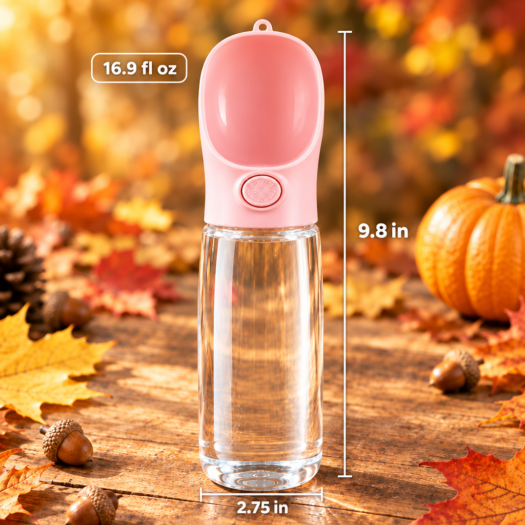 Pink Bottle Fall with Measurements